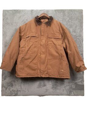 Berne Duck Chore Coat Men 4XLR Brown Canvas Insulated Work Water Repellant CH416